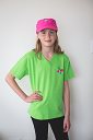 Load image into Gallery viewer, Girls&#39; Lime Green V-neck T/shirt with IFG logo
